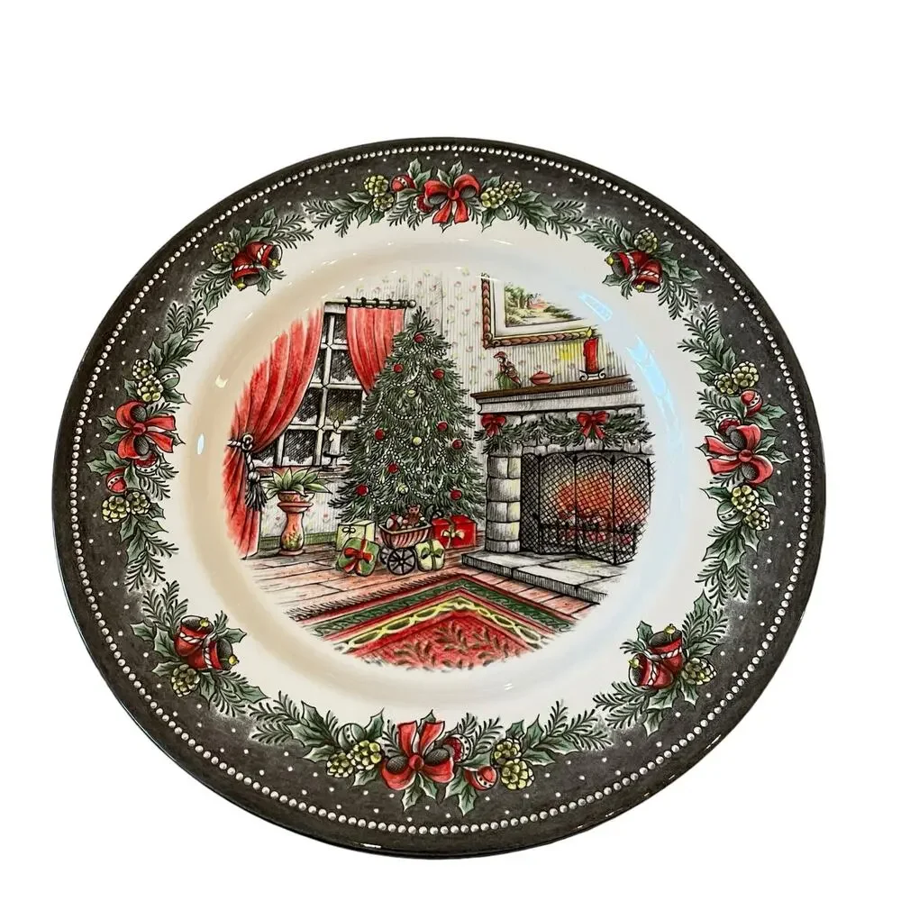 Royal Stafford CHRISTMAS MORNING 11in Dinner Plate Set of 4 Holiday Porcelain